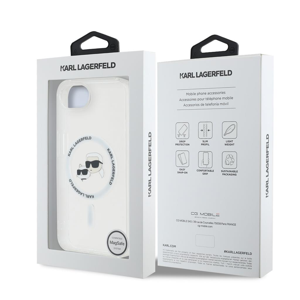 Apple iPhone 16e Karl Lagerfeld IML K&CH Heads Metal Frame MagSafe tok (Átlátszó) – KLHMPSE4HLSKCH