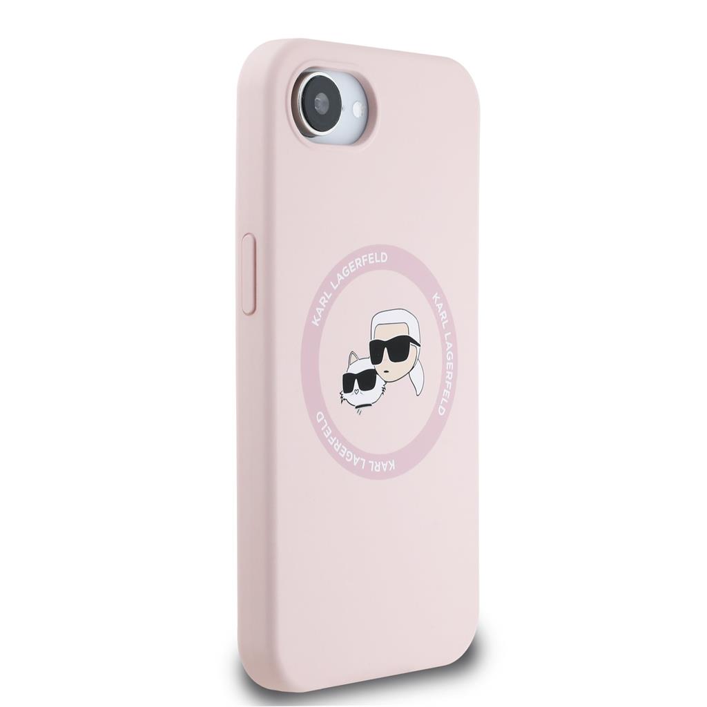 Apple iPhone 16e Karl Lagerfeld Liquid Silicone K&CH Heads MagSafe tok (Rózsaszín) – KLHMPSE4SKCHTCP