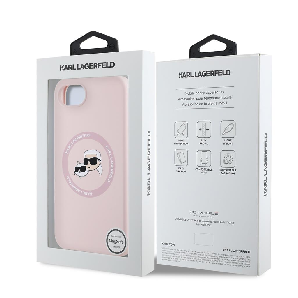 Apple iPhone 16e Karl Lagerfeld Liquid Silicone K&CH Heads MagSafe tok (Rózsaszín) – KLHMPSE4SKCHTCP