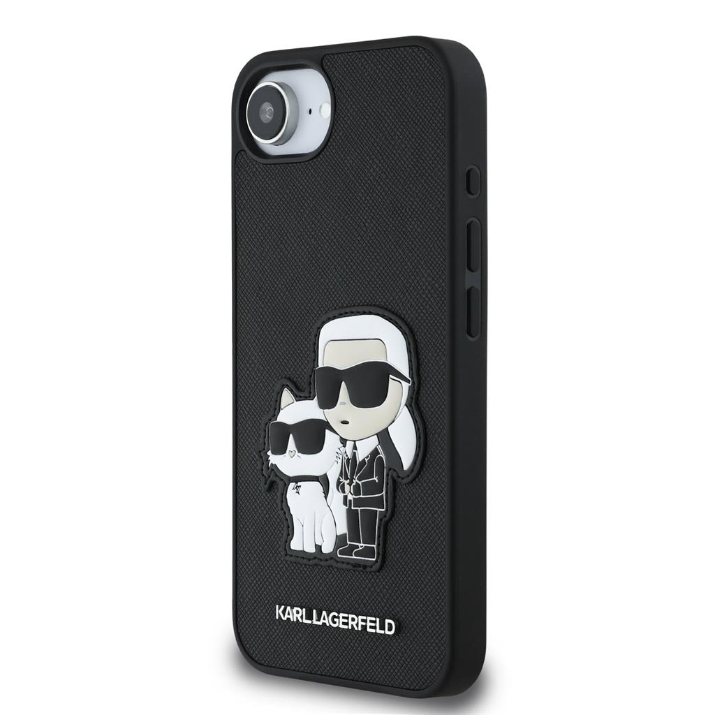 Apple iPhone 16e Karl Lagerfeld PU Saffiano Karl and Choupette tok (Fekete) – KLHCPSE4SANKCPK