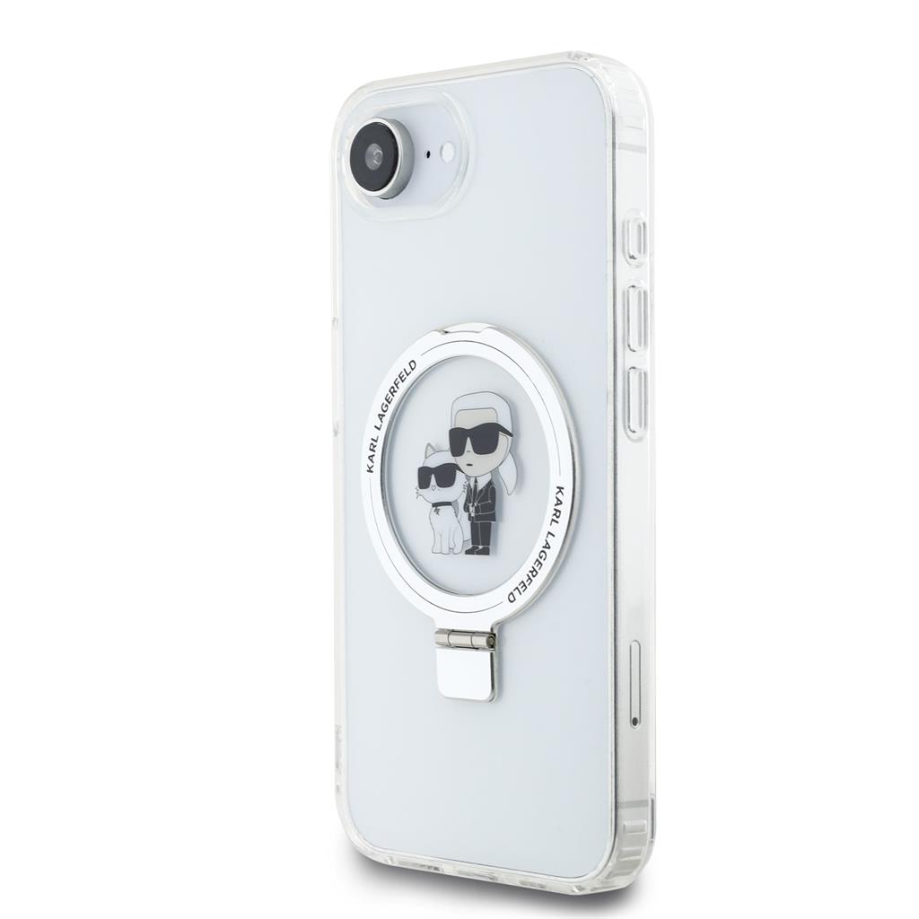 Apple iPhone 16e Karl Lagerfeld Ringstand Karl and Choupette MagSafe tok (Fehér) – KLHMPSE4HMRSKCH