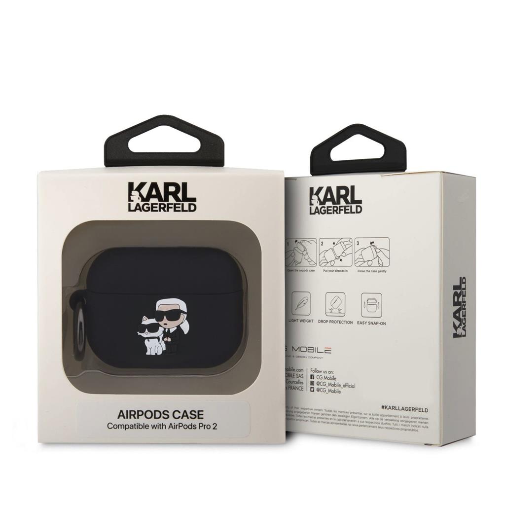 Karl Lagerfeld 3D Logo NFT Karl and Choupette Silicone tok AirPods Pro 2 (Fekete) - KLAP2RUNKC