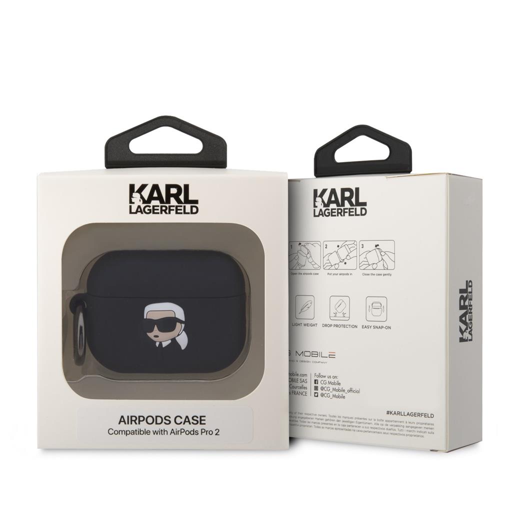 Karl Lagerfeld 3D Logo NFT Karl Head Silicone tok AirPods Pro 2 (Fekete) - KLAP2RUNIKK