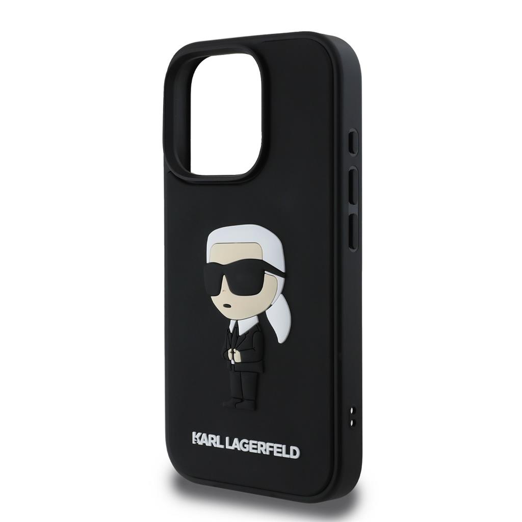 Apple iPhone 16 Pro Max Karl Lagerfeld 3D Ikonik tok (Fekete) – KLHCP16X3DRKINK