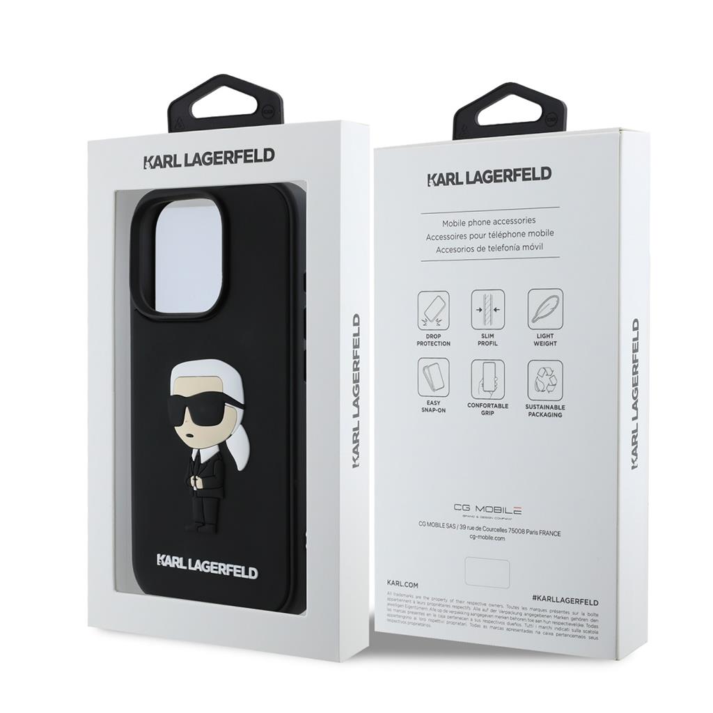 Apple iPhone 16 Pro Max Karl Lagerfeld 3D Ikonik tok (Fekete) – KLHCP16X3DRKINK