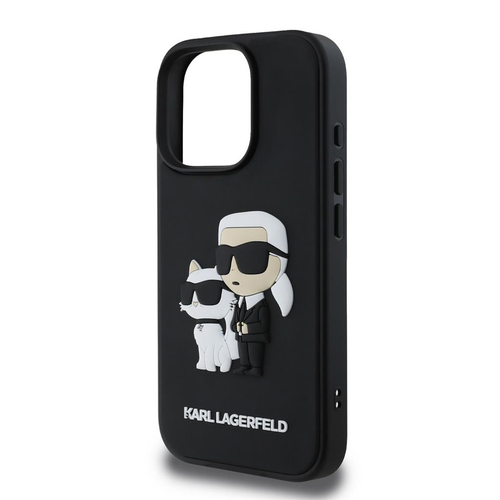 Apple iPhone 16 Pro Karl Lagerfeld 3D Karl & Choupette tok (Fekete) – KLHCP16L3DRKCNK