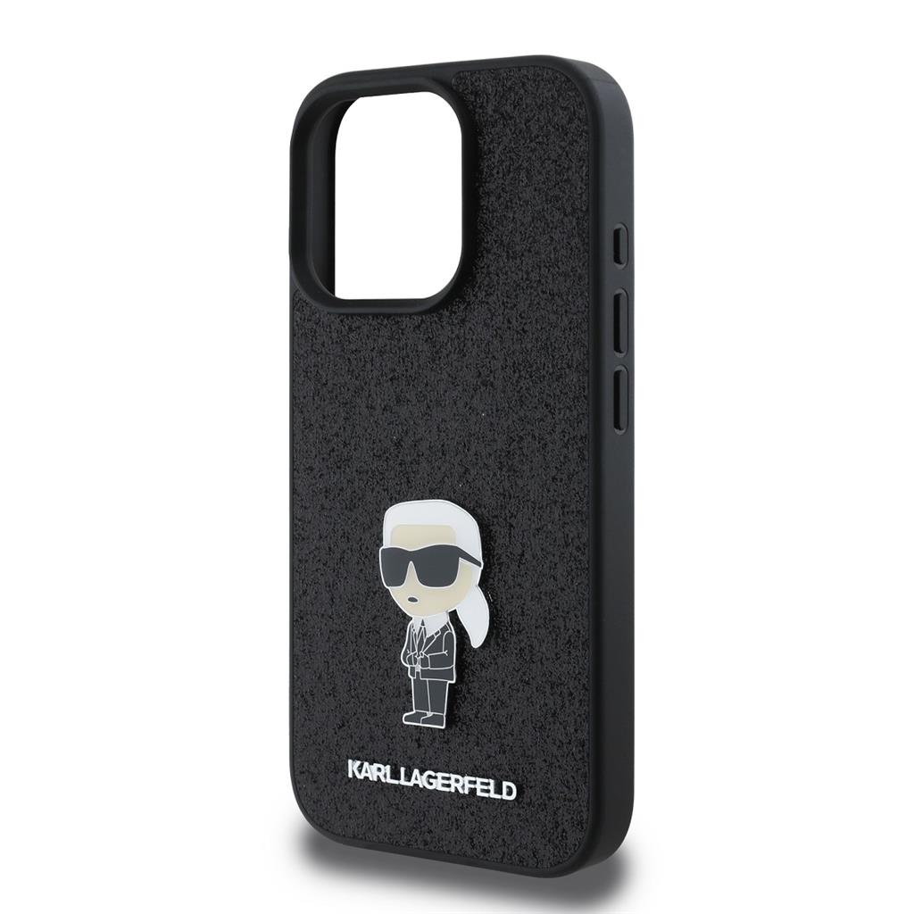 Karl Lagerfeld Fixed Glitter Metal Ikonik iPhone 16 Pro tok (Fekete) - KLHCP16LGKNPSK 0