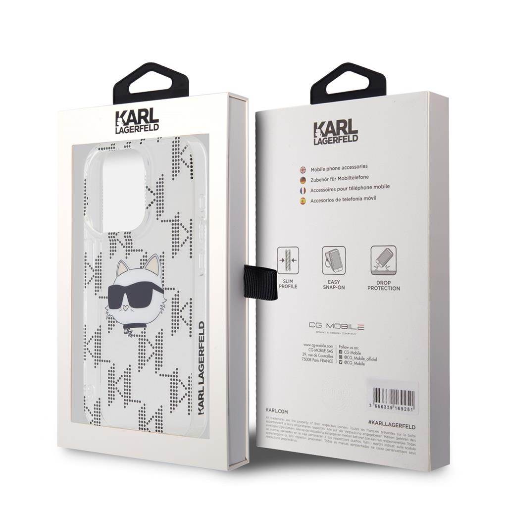 Apple iPhone 15 Pro Karl Lagerfeld IML Electroplated Choupette Head tok (Átlátszó) – KLHCP15LHKLPCHT