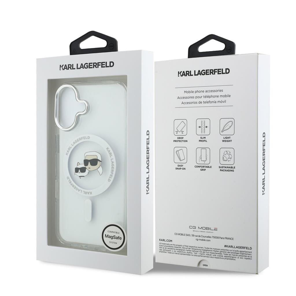Karl Lagerfeld IML K&CH Heads Metal Frame MagSafe tok iPhone 17 (Átlátszó) - KLHMP17SHLSKCH