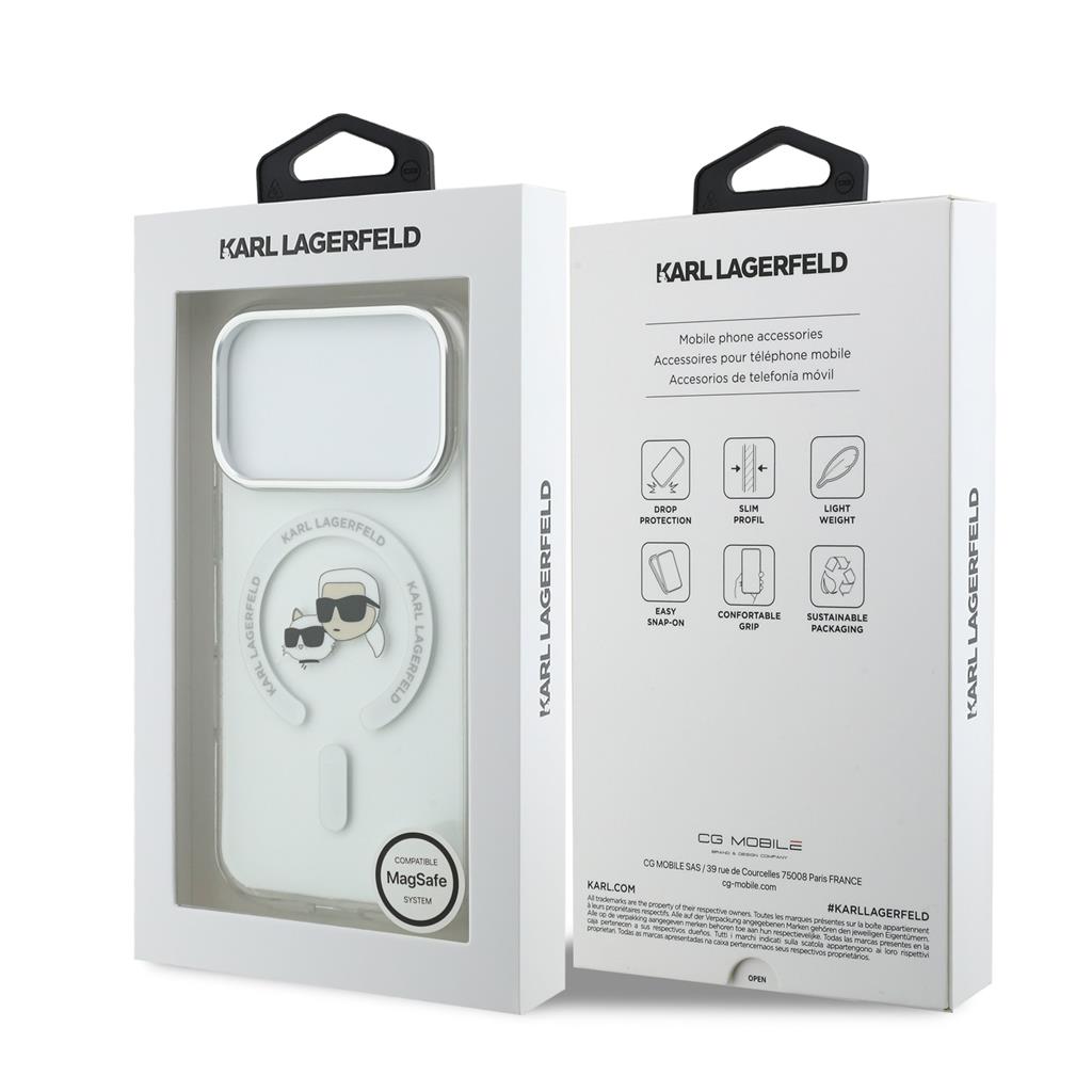 Karl Lagerfeld IML K&CH Heads Metal Frame MagSafe tok iPhone 17 Pro (Átlátszó) - KLHMP17LHLSKCH