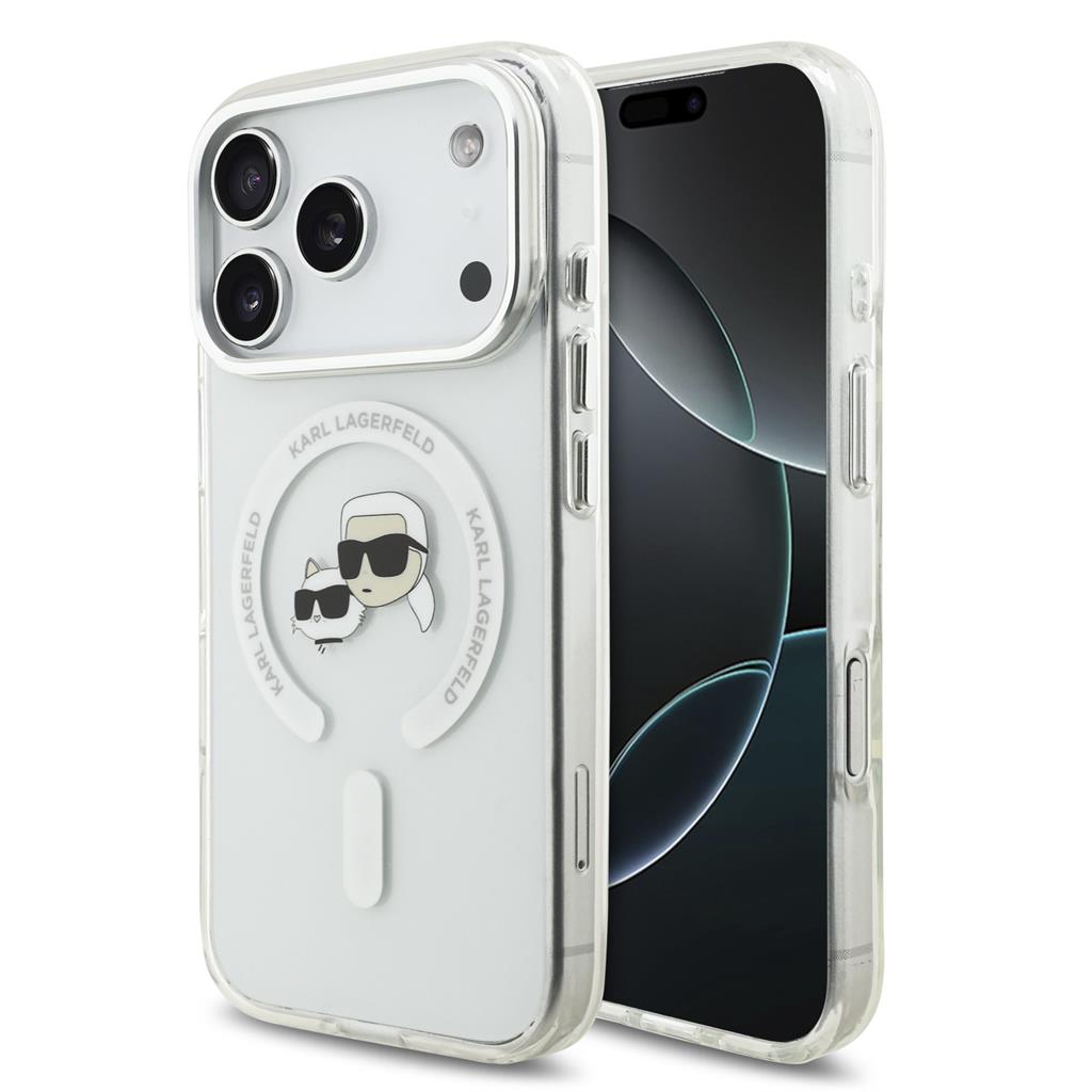 Karl Lagerfeld IML K&CH Heads Metal Frame MagSafe tok iPhone 17 Pro (Átlátszó) - KLHMP17LHLSKCH