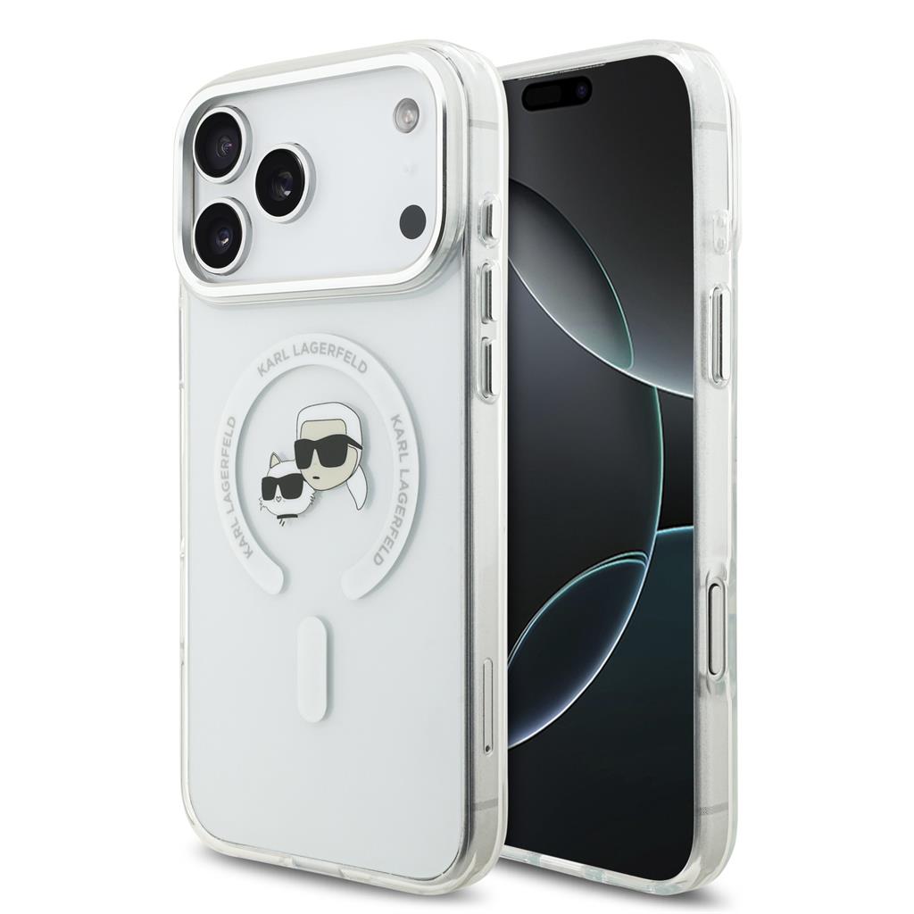 Karl Lagerfeld IML K&CH Heads Metal Frame MagSafe tok iPhone 17 Pro Max (Átlátszó) - KLHMP17XHLSKCH