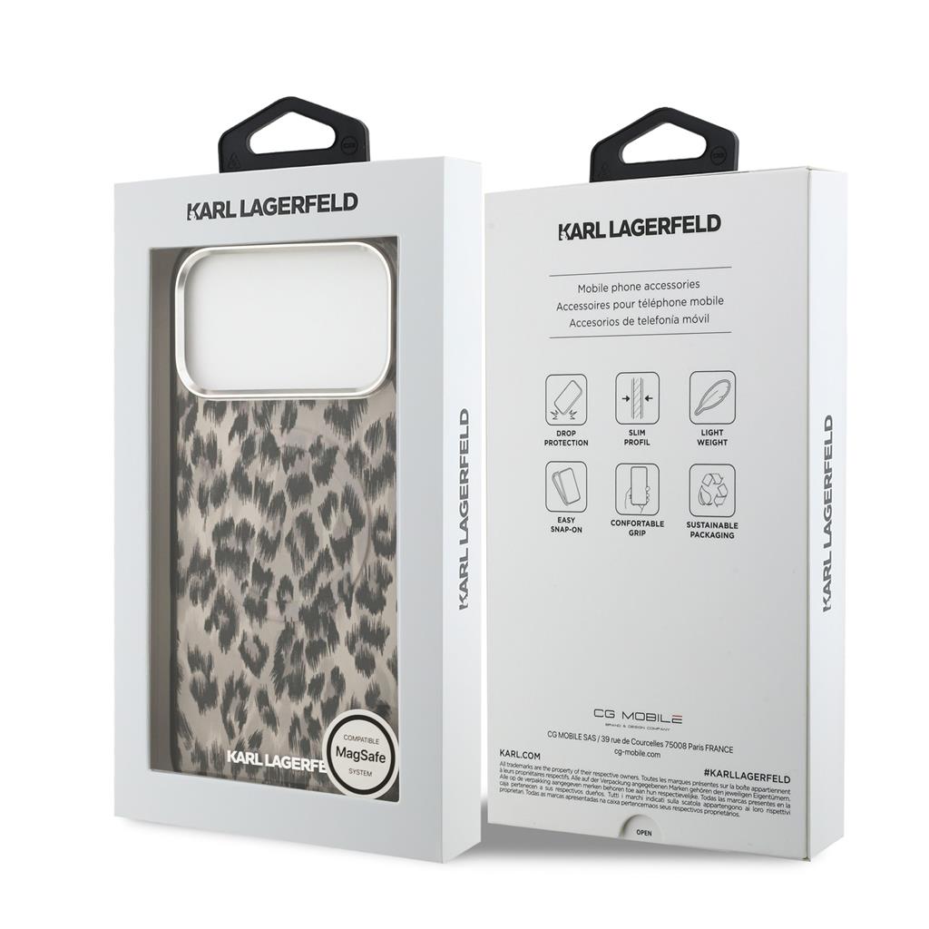 Karl Lagerfeld IML Leopard MagSafe tok iPhone 17 Pro Max (Barna) - KLHMP17XHDLEOICW