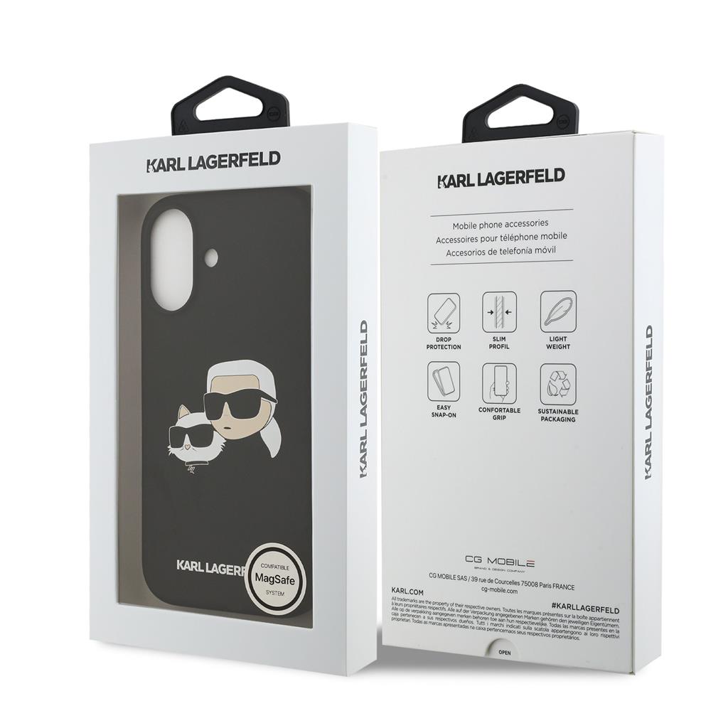 Karl Lagerfeld Liquid Silicone Double Heads MagSafe tok iPhone 17 (Fekete) - KLHMP17SSKCHPPLK