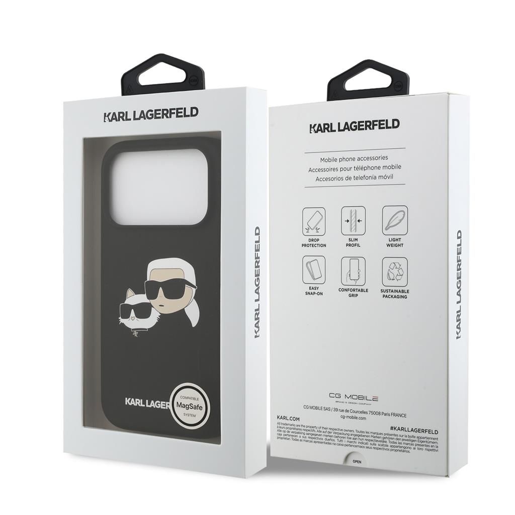 Karl Lagerfeld Liquid Silicone Double Heads MagSafe tok iPhone 17 Pro (Fekete) - KLHMP17LSKCHPPLK