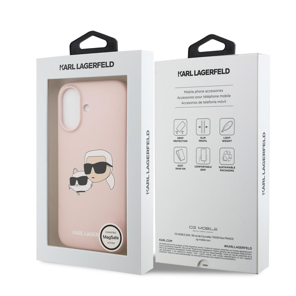 Karl Lagerfeld Liquid Silicone Double Heads MagSafe tok iPhone 17 (Rózsaszín) - KLHMP17SSKCHPPLP