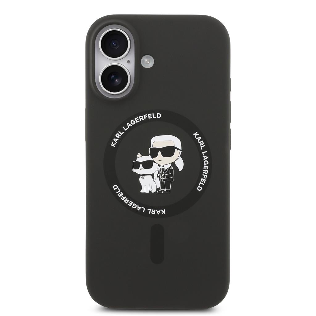 Karl Lagerfeld Liquid Silicone Karl and Choupette MagSafe tok iPhone 17 (Fekete) - KLHMP17SSCMKCRHK
