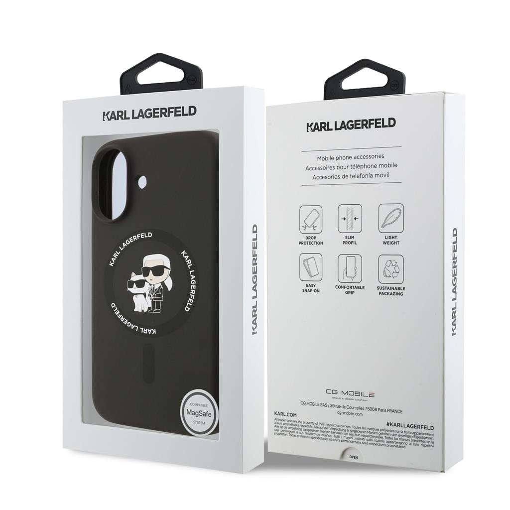 Karl Lagerfeld Liquid Silicone Karl and Choupette MagSafe tok iPhone 17 (Fekete) - KLHMP17SSCMKCRHK