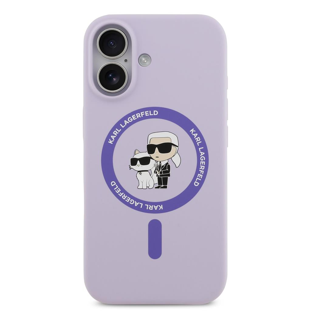 Karl Lagerfeld Liquid Silicone Karl and Choupette MagSafe tok iPhone 17 (Lila) - KLHMP17SSCMKCRHU