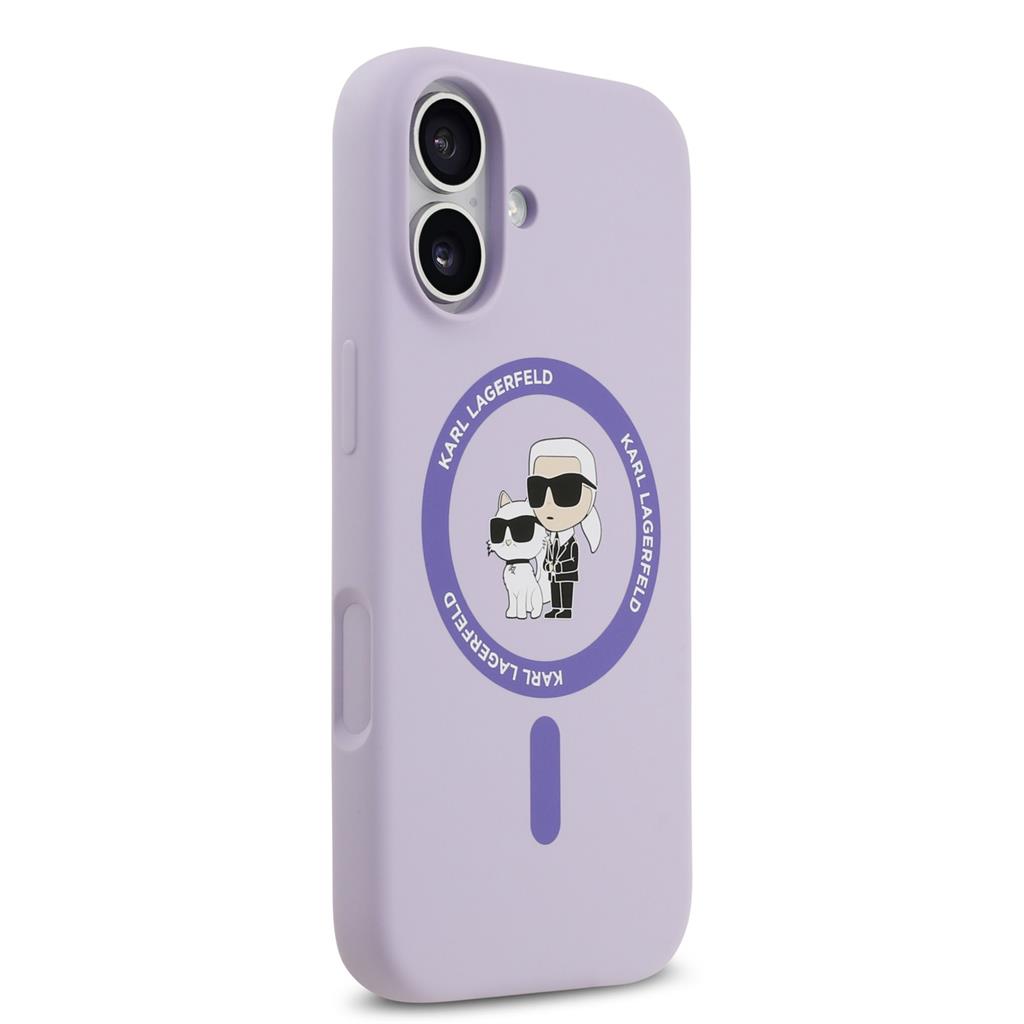 Karl Lagerfeld Liquid Silicone Karl and Choupette MagSafe tok iPhone 17 (Lila) - KLHMP17SSCMKCRHU