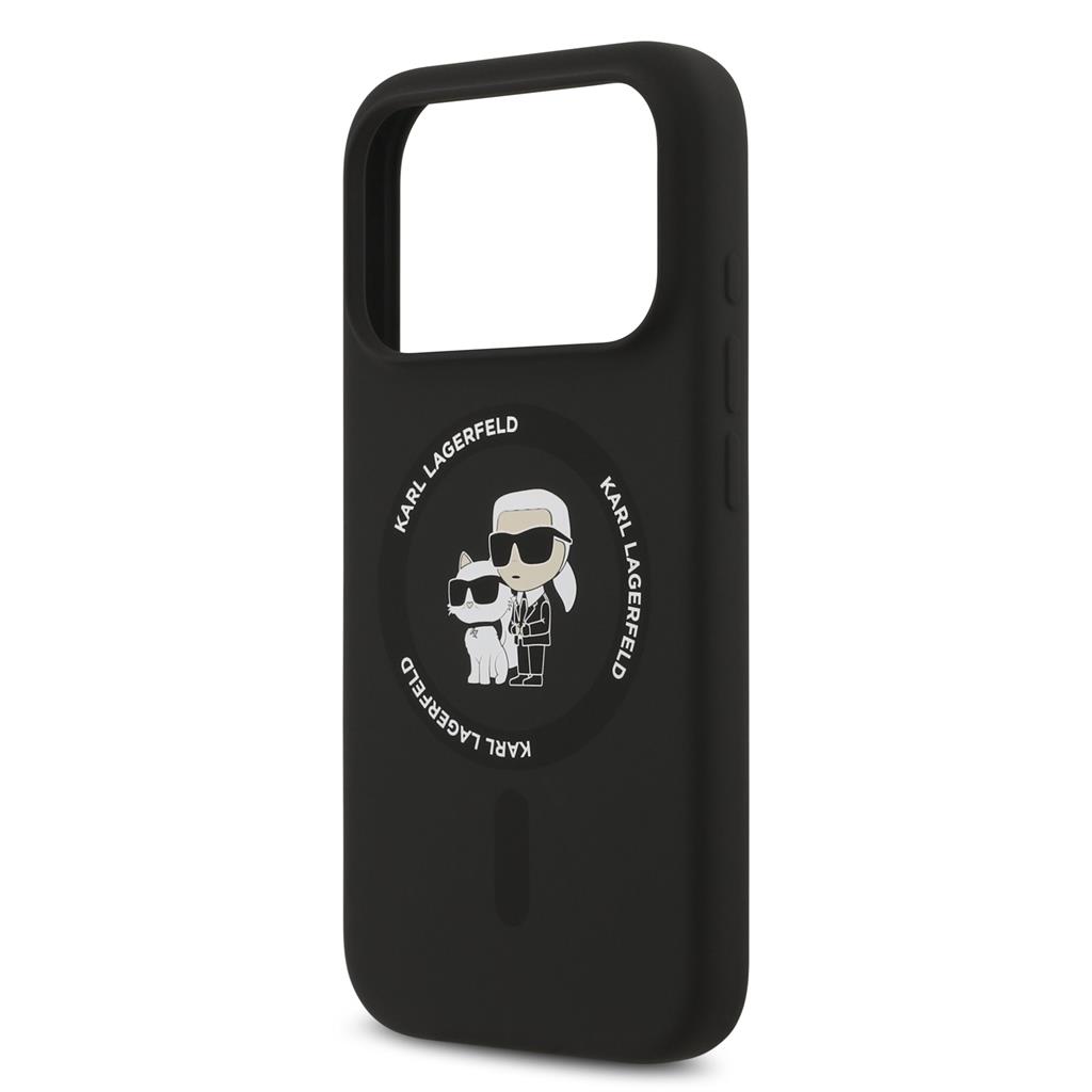 Karl Lagerfeld Liquid Silicone Karl and Choupette MagSafe tok iPhone 17 Pro (Fekete) - KLHMP17LSCMKCRHK