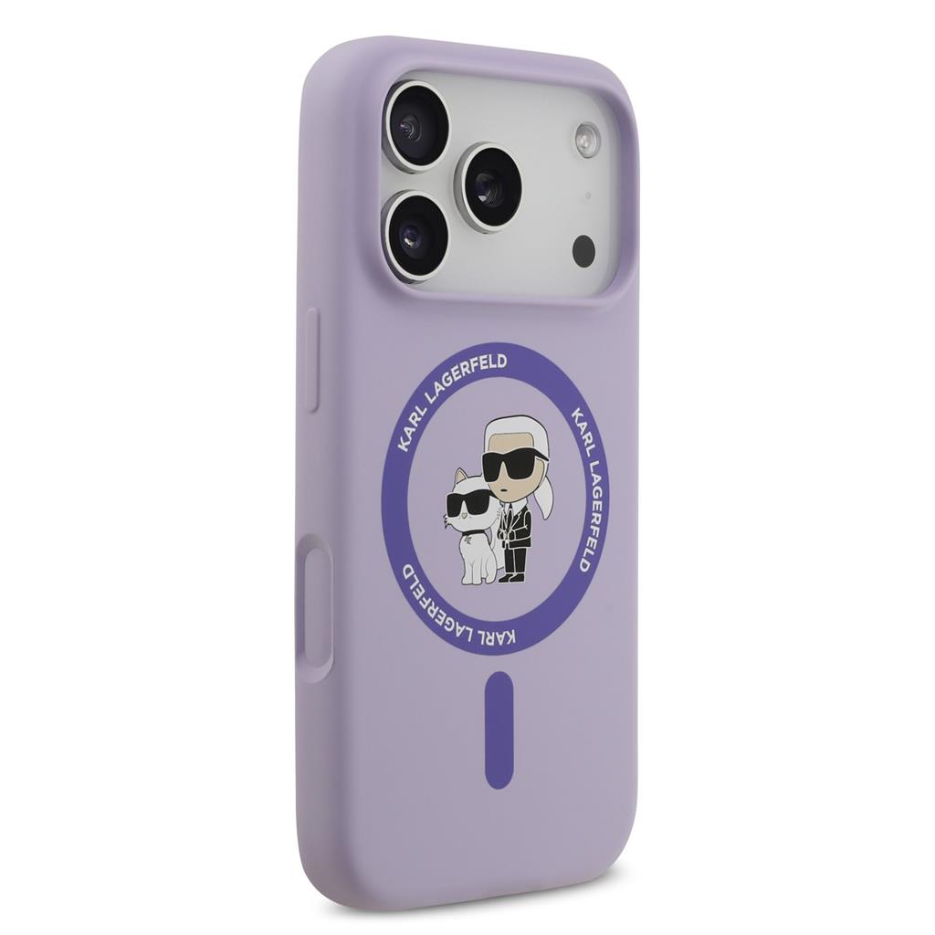 Karl Lagerfeld Liquid Silicone Karl and Choupette MagSafe tok iPhone 17 Pro (Lila) - KLHMP17LSCMKCRHU