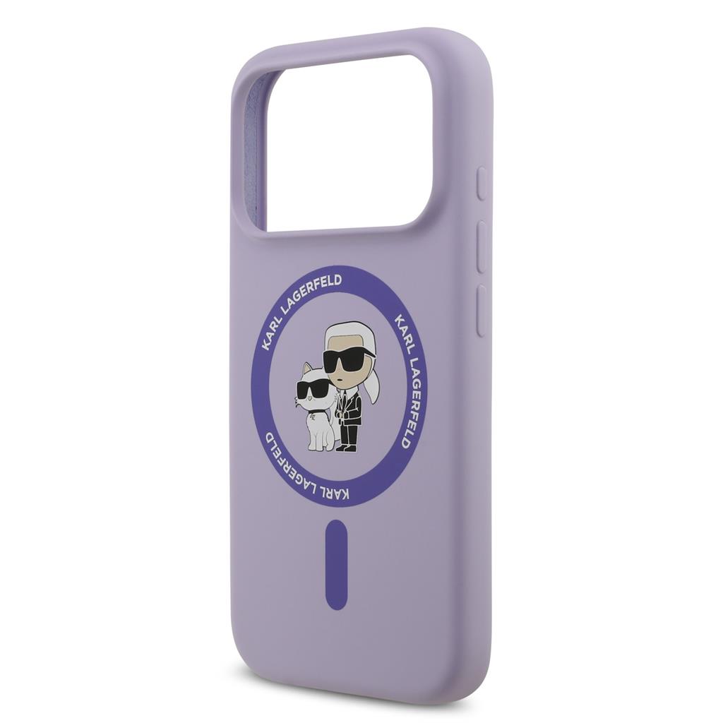 Karl Lagerfeld Liquid Silicone Karl and Choupette MagSafe tok iPhone 17 Pro (Lila) - KLHMP17LSCMKCRHU