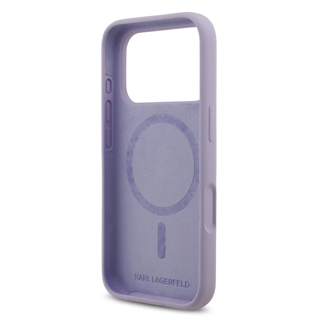 Karl Lagerfeld Liquid Silicone Karl and Choupette MagSafe tok iPhone 17 Pro (Lila) - KLHMP17LSCMKCRHU