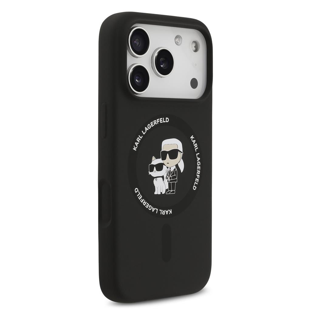 Karl Lagerfeld Liquid Silicone Karl and Choupette MagSafe tok iPhone 17 Pro Max (Fekete) - KLHMP17XSCMKCRHK