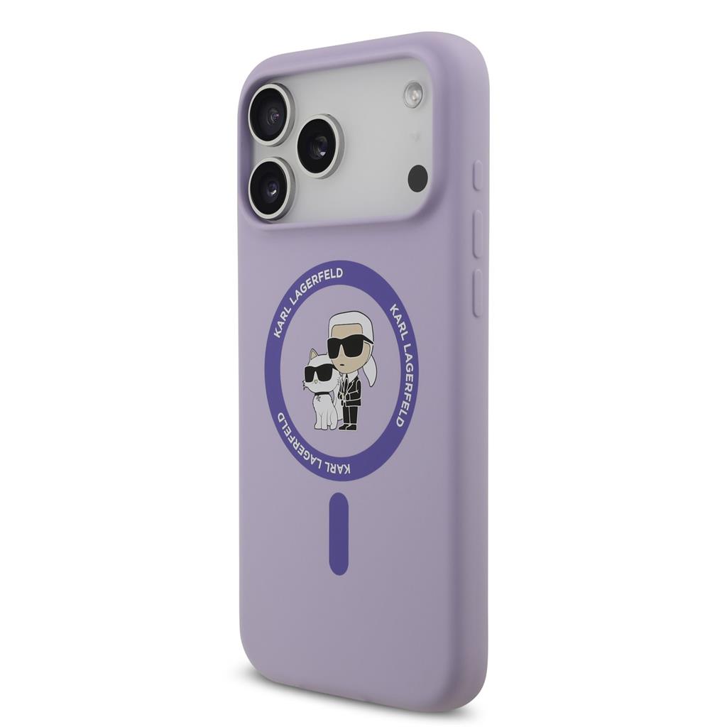 Karl Lagerfeld Liquid Silicone Karl and Choupette MagSafe tok iPhone 17 Pro Max (Lila) - KLHMP17XSCMKCRHU