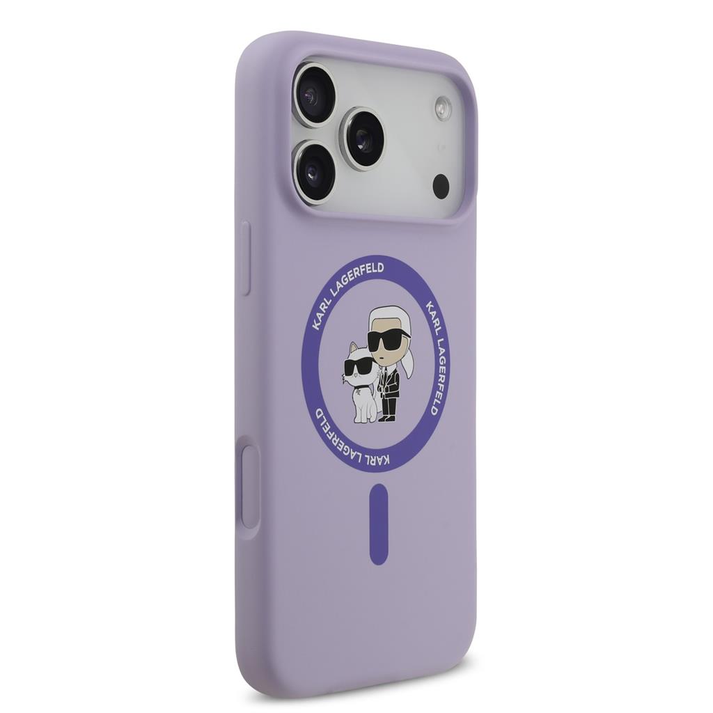 Karl Lagerfeld Liquid Silicone Karl and Choupette MagSafe tok iPhone 17 Pro Max (Lila) - KLHMP17XSCMKCRHU