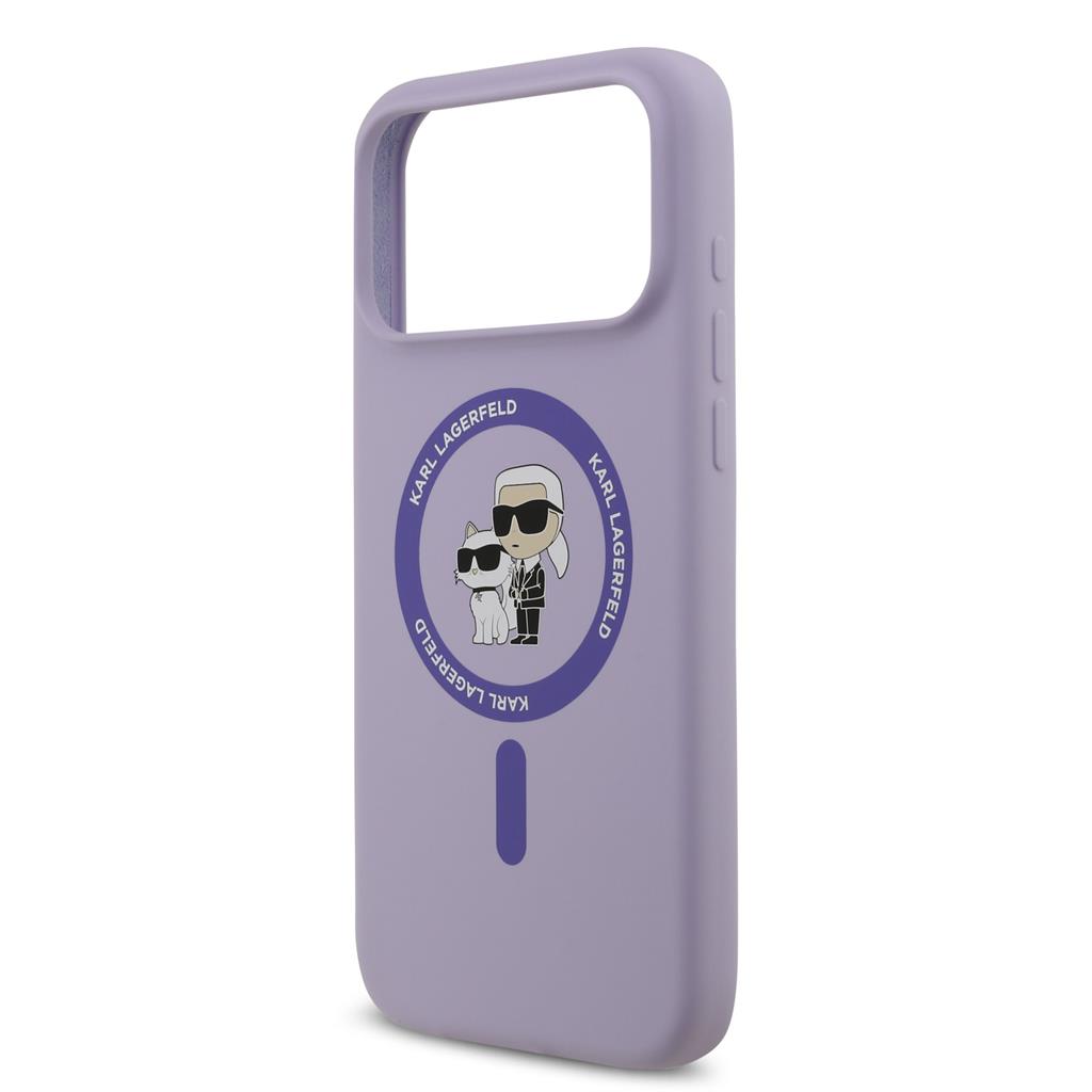 Karl Lagerfeld Liquid Silicone Karl and Choupette MagSafe tok iPhone 17 Pro Max (Lila) - KLHMP17XSCMKCRHU
