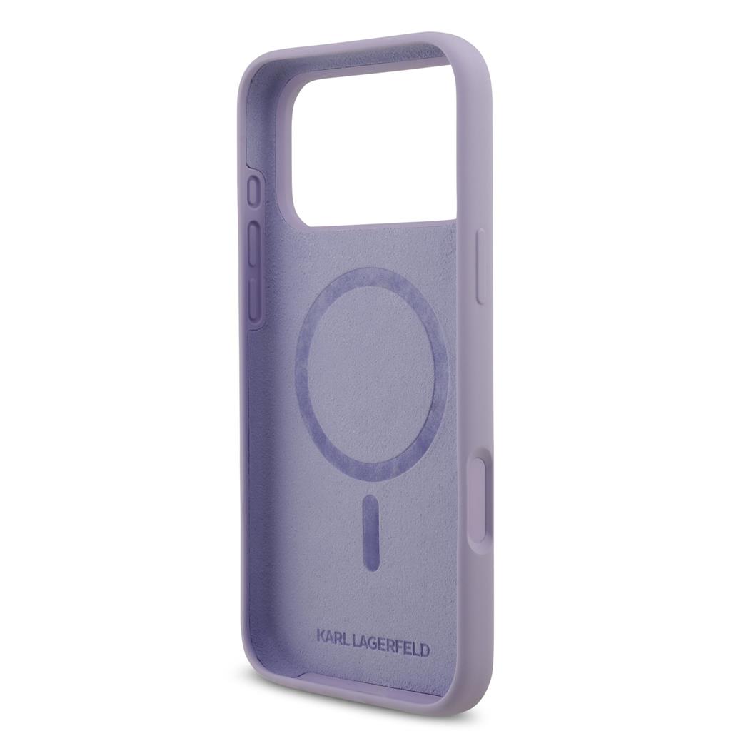 Karl Lagerfeld Liquid Silicone Karl and Choupette MagSafe tok iPhone 17 Pro Max (Lila) - KLHMP17XSCMKCRHU