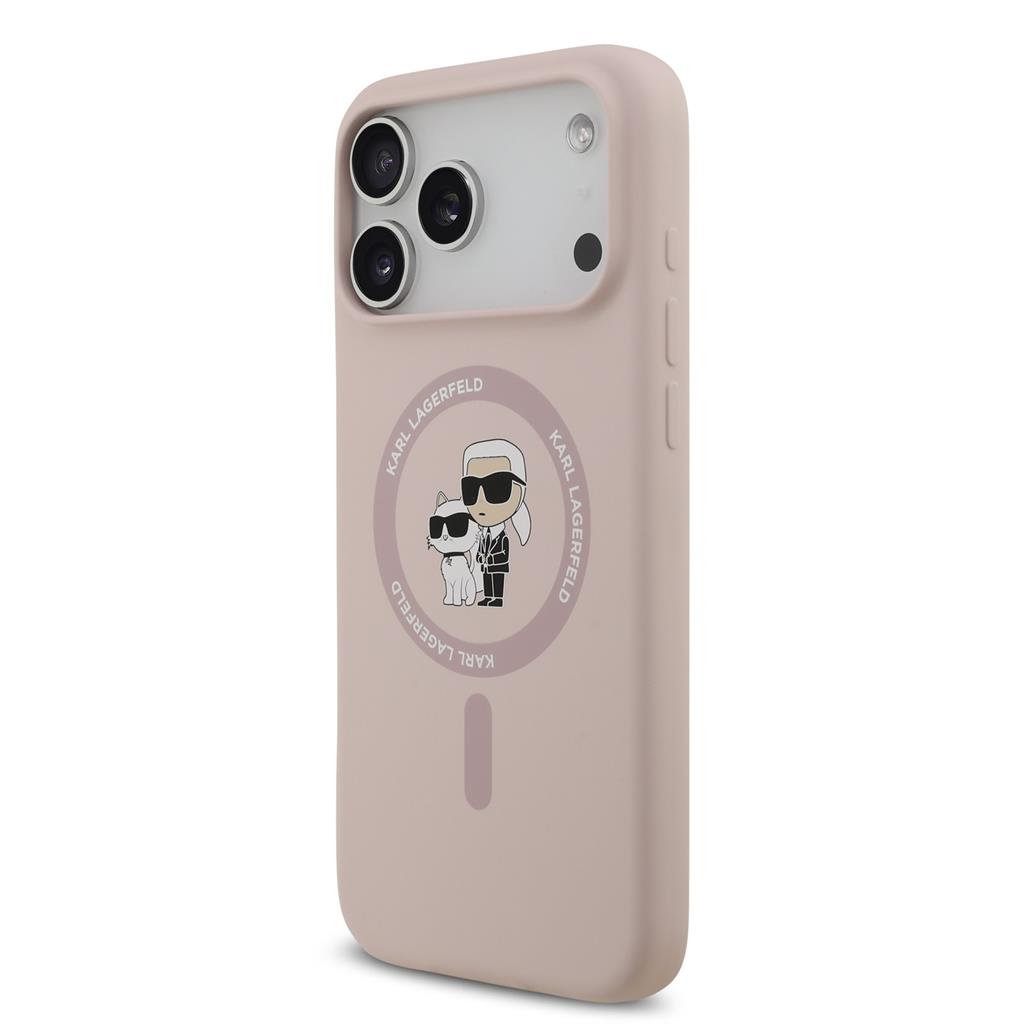 Karl Lagerfeld Liquid Silicone Karl and Choupette MagSafe tok iPhone 17 Pro Max (Rózsaszín) - KLHMP17XSCMKCRHP