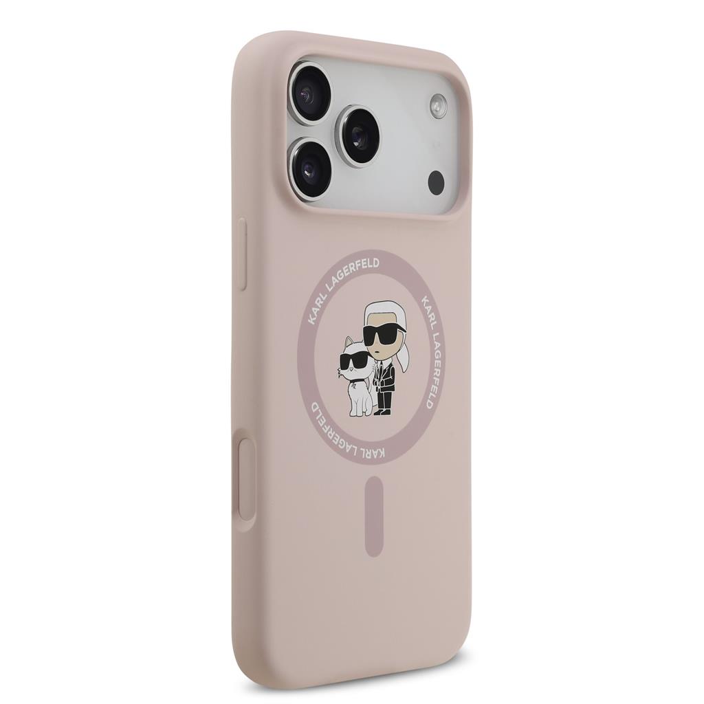Karl Lagerfeld Liquid Silicone Karl and Choupette MagSafe tok iPhone 17 Pro Max (Rózsaszín) - KLHMP17XSCMKCRHP