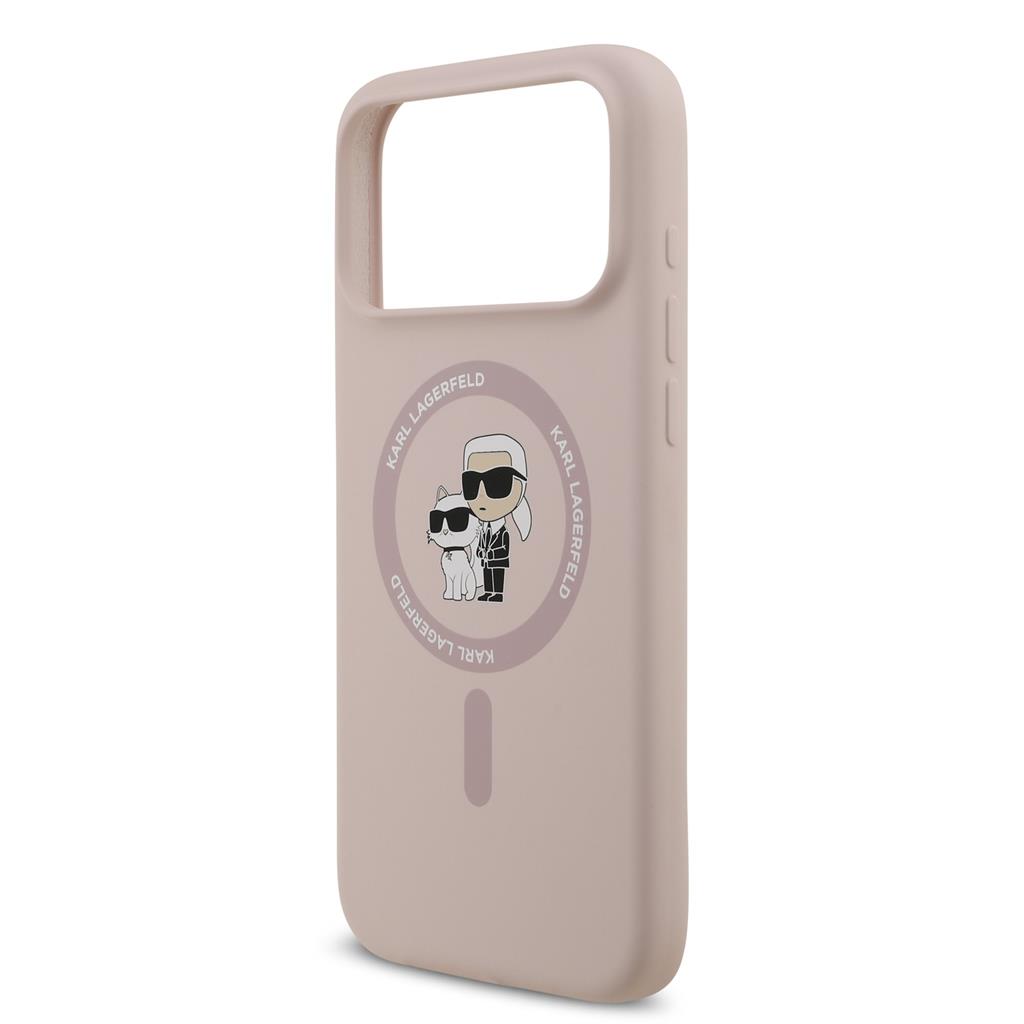 Karl Lagerfeld Liquid Silicone Karl and Choupette MagSafe tok iPhone 17 Pro Max (Rózsaszín) - KLHMP17XSCMKCRHP