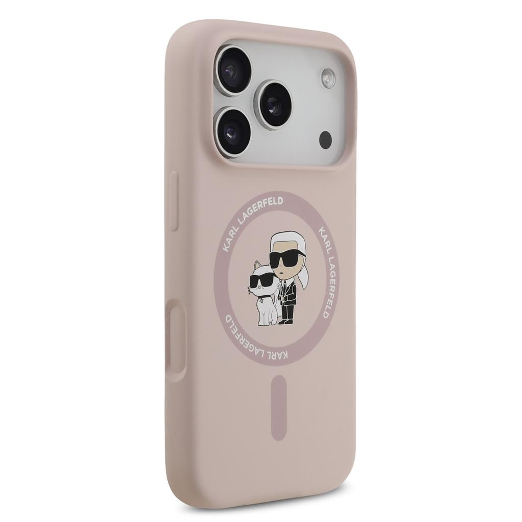 Karl Lagerfeld Liquid Silicone Karl and Choupette MagSafe tok iPhone 17 Pro (Rózsaszín) - KLHMP17LSCMKCRHP