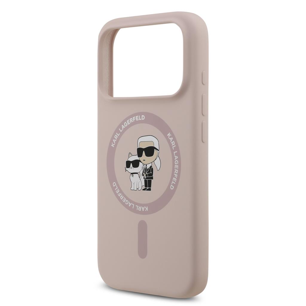 Karl Lagerfeld Liquid Silicone Karl and Choupette MagSafe tok iPhone 17 Pro (Rózsaszín) - KLHMP17LSCMKCRHP