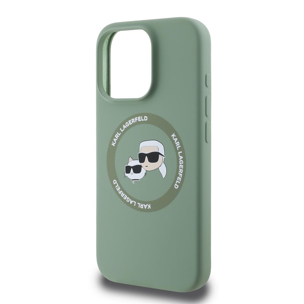 Apple iPhone 16 Pro Karl Lagerfeld Liquid Silicone K&CH Heads MagSafe tok (Khaki) – KLHMP16LSKCHTCA