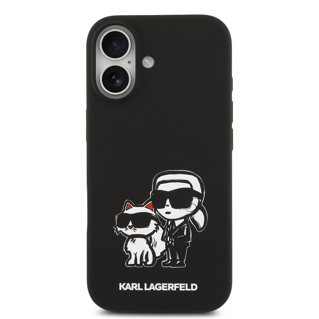 Karl Lagerfeld Liquid Silicone K&CH Sketch MagSafe tok iPhone 17 (Fekete) - KLHMP17SSKCGRGOK