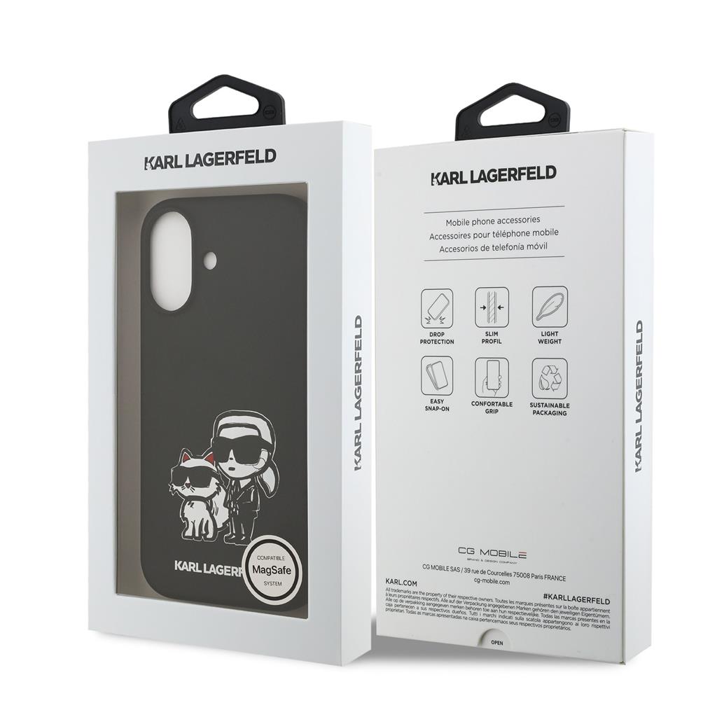 Karl Lagerfeld Liquid Silicone K&CH Sketch MagSafe tok iPhone 17 (Fekete) - KLHMP17SSKCGRGOK