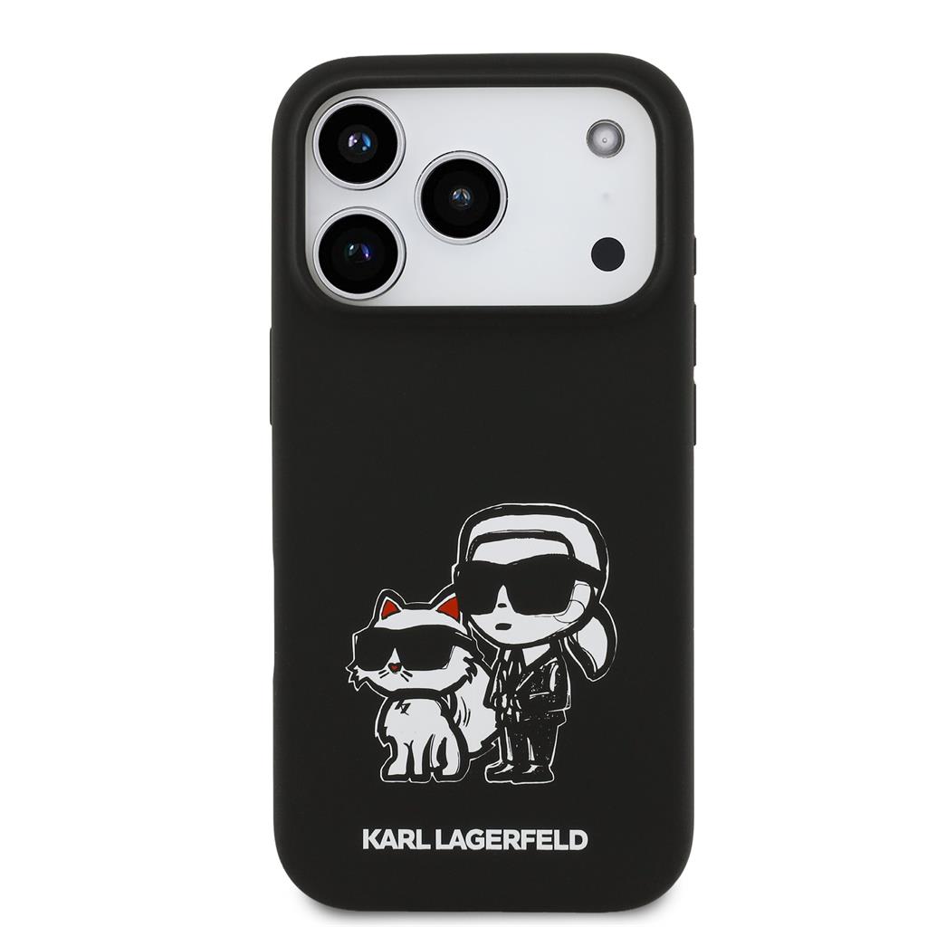 Karl Lagerfeld Liquid Silicone K&CH Sketch MagSafe tok iPhone 17 Pro (Fekete) - KLHMP17LSKCGRGOK