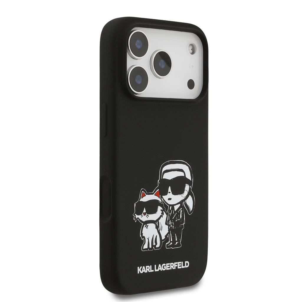 Karl Lagerfeld Liquid Silicone K&CH Sketch MagSafe tok iPhone 17 Pro (Fekete) - KLHMP17LSKCGRGOK