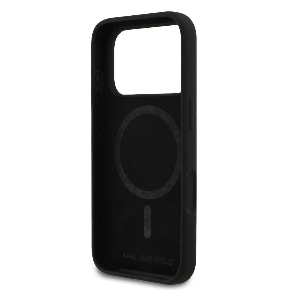Karl Lagerfeld Liquid Silicone K&CH Sketch MagSafe tok iPhone 17 Pro (Fekete) - KLHMP17LSKCGRGOK