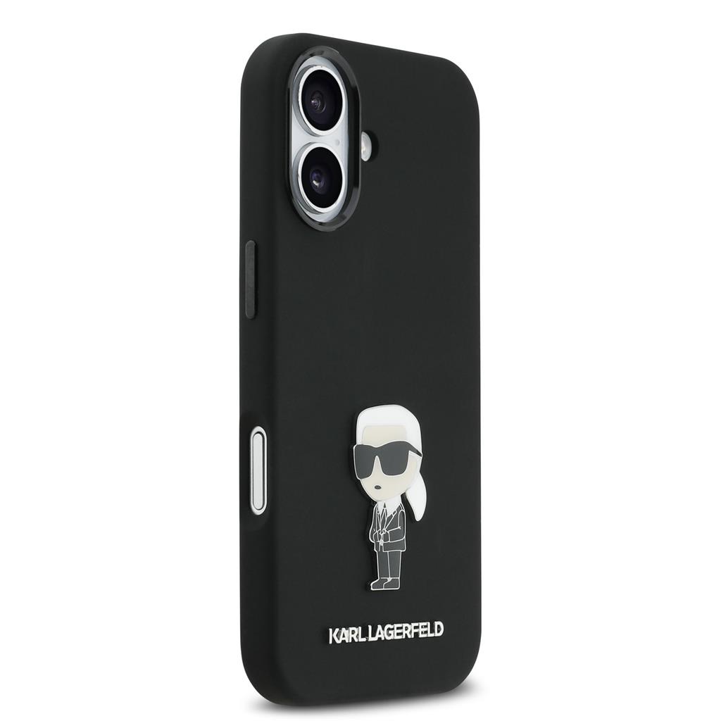 Karl Lagerfeld Liquid Silicone Metal Ikonik tok iPhone 17 (Fekete)