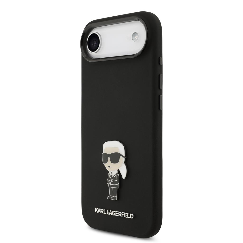 Karl Lagerfeld Liquid Silicone Metal Ikonik tok iPhone Air (Fekete)