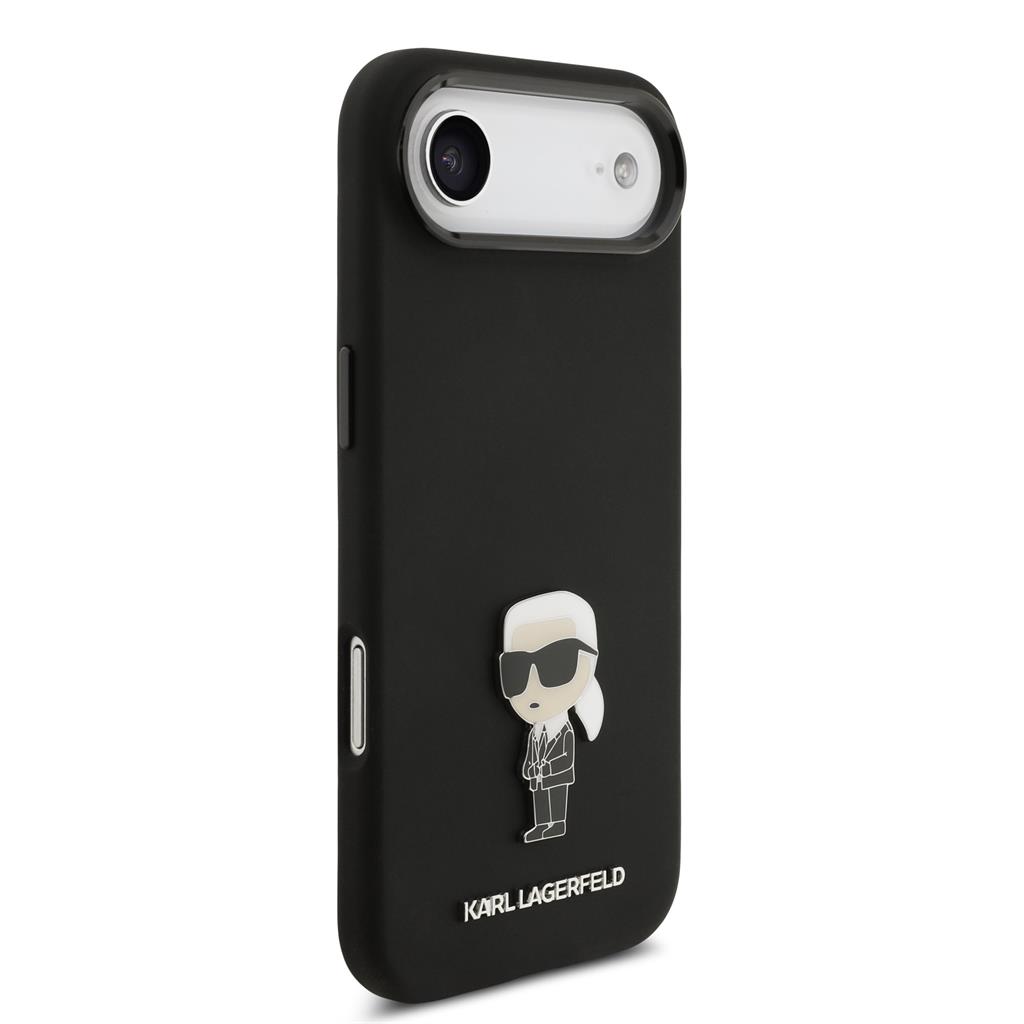 Karl Lagerfeld Liquid Silicone Metal Ikonik tok iPhone Air (Fekete)