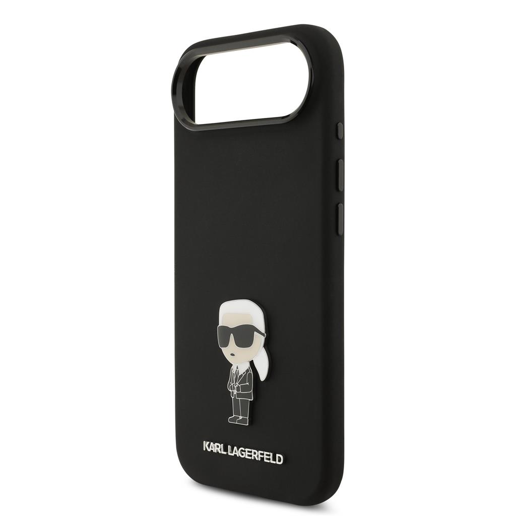 Karl Lagerfeld Liquid Silicone Metal Ikonik tok iPhone Air (Fekete)