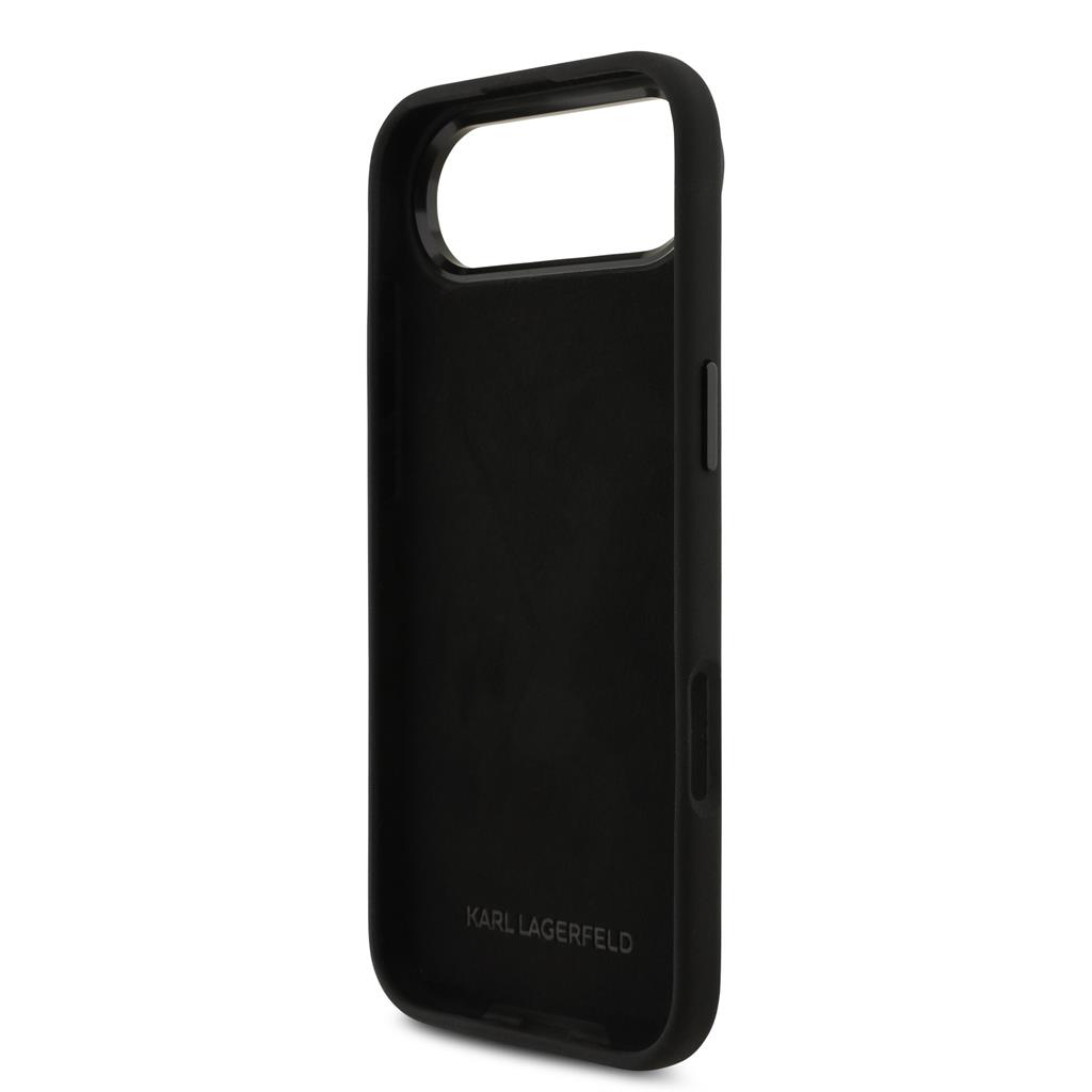 Karl Lagerfeld Liquid Silicone Metal Ikonik tok iPhone Air (Fekete)