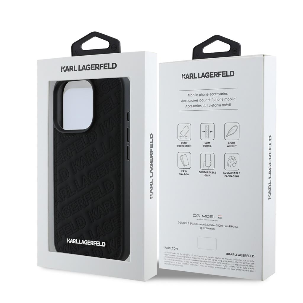 Apple iPhone 16 Pro Max Karl Lagerfeld PU Quilted Pattern tok (Fekete) – KLHCP16XPQKPMK